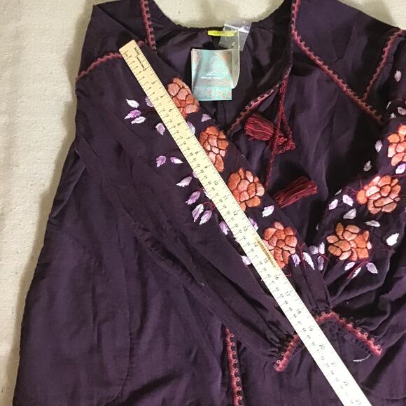 Roller Rabbit Women Nyima Plum Boho Peasant Slv Shirt Jacket Sz XS/S NWT - Picture 7 of 9